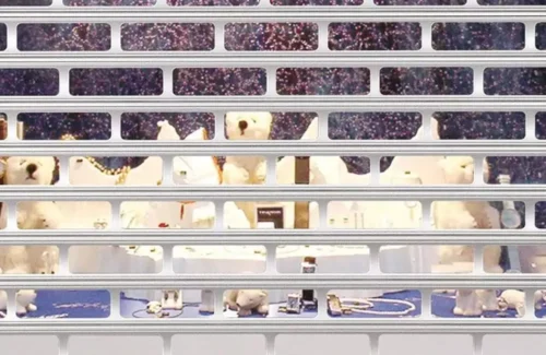 geschlossenes Rollgitter an einem Juwelier